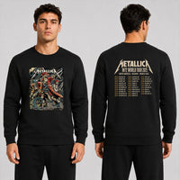 Metallica M72 World Tour June 6 2025 Raymond James Stadium Tampa Florida United States 2 side T-shirt by Andrew Cremeans featuring a skeletal pirate captain, undead crew members, swords, giant tentacles, lightning, ship rigging and M72 tour back print.