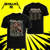 Metallica M72 World Tour June 6 2025 Raymond James Stadium Tampa Florida United States 2 side T-shirt by Andrew Cremeans featuring a skeletal pirate captain, undead crew members, swords, giant tentacles, lightning, ship rigging and M72 tour back print.