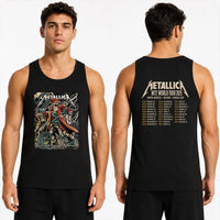 Metallica M72 World Tour June 6 2025 Raymond James Stadium Tampa Florida United States 2 side T-shirt by Andrew Cremeans featuring a skeletal pirate captain, undead crew members, swords, giant tentacles, lightning, ship rigging and M72 tour back print.