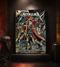 Metallica M72 World Tour June 6 2025 Raymond James Stadium Tampa Florida United States poster canvas by Andrew Cremeans featuring a skeletal pirate captain, undead crew members, swords, giant tentacles, lightning, ship rigging and Tampa event text.