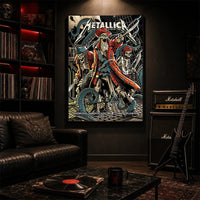 Metallica M72 World Tour June 6 2025 Raymond James Stadium Tampa Florida United States poster canvas by Andrew Cremeans featuring a skeletal pirate captain, undead crew members, swords, giant tentacles, lightning, ship rigging and Tampa event text.