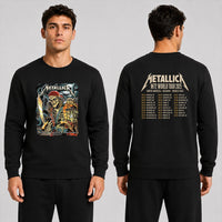 Metallica M72 World Tour June 8 2025 Raymond James Stadium Tampa Florida United States 2 side T-shirt by Andrew Cremeans featuring a skeletal pirate captain with a lantern and cutlass, giant tentacles, lightning, full moon and M72 tour back print.