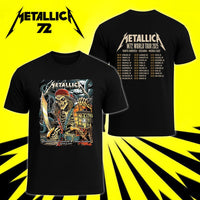 Metallica M72 World Tour June 8 2025 Raymond James Stadium Tampa Florida United States 2 side T-shirt by Andrew Cremeans featuring a skeletal pirate captain with a lantern and cutlass, giant tentacles, lightning, full moon and M72 tour back print.