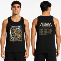 Metallica M72 World Tour June 8 2025 Raymond James Stadium Tampa Florida United States 2 side T-shirt by Andrew Cremeans featuring a skeletal pirate captain with a lantern and cutlass, giant tentacles, lightning, full moon and M72 tour back print.