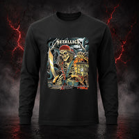 Metallica M72 World Tour June 8 2025 Raymond James Stadium Tampa Florida United States T-shirt by Andrew Cremeans featuring a skeletal pirate captain with a lantern and cutlass, giant tentacles, lightning, full moon and Tampa event text.