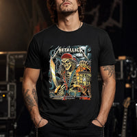 Metallica M72 World Tour June 8 2025 Raymond James Stadium Tampa Florida United States T-shirt by Andrew Cremeans featuring a skeletal pirate captain with a lantern and cutlass, giant tentacles, lightning, full moon and Tampa event text.