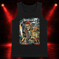 Metallica M72 World Tour June 8 2025 Raymond James Stadium Tampa Florida United States T-shirt by Andrew Cremeans featuring a skeletal pirate captain with a lantern and cutlass, giant tentacles, lightning, full moon and Tampa event text.