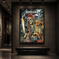 Metallica M72 World Tour June 8 2025 Raymond James Stadium Tampa Florida United States poster canvas featuring a skeletal pirate captain with a lantern and cutlass, giant tentacles, lightning, full moon and Tampa event text.
