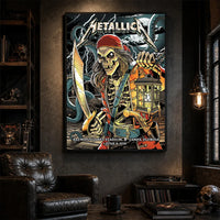 Metallica M72 World Tour June 8 2025 Raymond James Stadium Tampa Florida United States poster canvas featuring a skeletal pirate captain with a lantern and cutlass, giant tentacles, lightning, full moon and Tampa event text.
