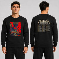 Metallica M72 World Tour May 11 2025 Historic Crew Stadium Columbus Ohio United States 2 side T-shirt by Vance Kelly featuring a crowned skeleton, coiled viper, crossed swords, thorny black roots and M72 tour back print.