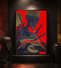 Metallica M72 World Tour May 11 2025 Historic Crew Stadium Columbus Ohio United States poster canvas by Vance Kelly featuring a crowned skeleton, coiled viper, crossed swords, thorny black roots and Columbus event text.
