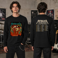 Metallica M72 World Tour May 23 2025 Lincoln Financial Field Philadelphia Pennsylvania United States 2 side T-shirt by Squindo featuring a snarling red creature with giant fangs, red hands, blue-green tentacles, dripping yellow slime and M72 tour back print.