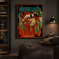 Metallica M72 World Tour May 23 2025 Lincoln Financial Field Philadelphia Pennsylvania United States poster canvas by Squindo featuring a snarling red creature with giant fangs, red hands, blue-green tentacles, dripping yellow slime and Philadelphia event text.