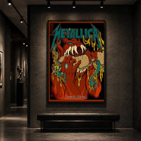 Metallica M72 World Tour May 23 2025 Lincoln Financial Field Philadelphia Pennsylvania United States poster canvas by Squindo featuring a snarling red creature with giant fangs, red hands, blue-green tentacles, dripping yellow slime and Philadelphia event text.
