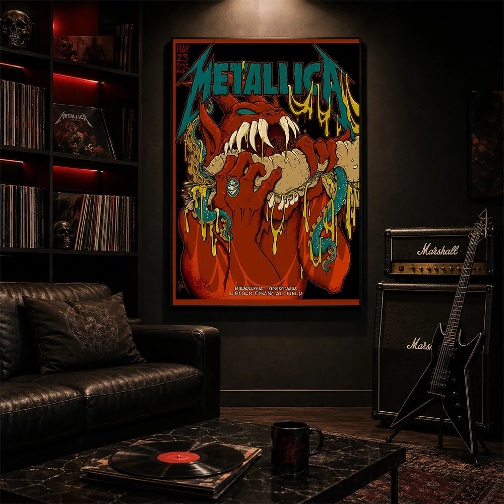 Metallica M72 World Tour May 23 2025 Lincoln Financial Field Philadelphia Pennsylvania United States Tentacled Beast Snarl By Squindo Poster Canvas