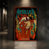 Metallica M72 World Tour May 23 2025 Lincoln Financial Field Philadelphia Pennsylvania United States poster canvas by Squindo featuring a snarling red creature with giant fangs, red hands, blue-green tentacles, dripping yellow slime and Philadelphia event text.
