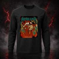 Metallica M72 World Tour May 23 2025 Lincoln Financial Field Philadelphia Pennsylvania United States T-shirt by Squindo featuring a snarling red creature with giant fangs, red hands, blue-green tentacles, dripping yellow slime and Philadelphia event text.