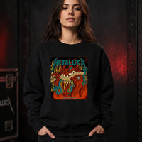 Metallica M72 World Tour May 25 2025 Lincoln Financial Field Philadelphia Pennsylvania United States T-shirt by Squindo featuring a monstrous fanged creature with red hands, blue-green tentacles, dripping yellow slime and Philadelphia event text.
