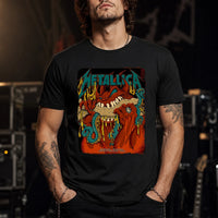 Metallica M72 World Tour May 25 2025 Lincoln Financial Field Philadelphia Pennsylvania United States T-shirt by Squindo featuring a monstrous fanged creature with red hands, blue-green tentacles, dripping yellow slime and Philadelphia event text.