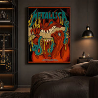 Metallica M72 World Tour May 25 2025 Lincoln Financial Field Philadelphia Pennsylvania United States poster canvas featuring a monstrous fanged creature with red hands, blue-green tentacles, dripping slime and Philadelphia event text.