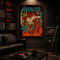 Metallica M72 World Tour May 25 2025 Lincoln Financial Field Philadelphia Pennsylvania United States poster canvas featuring a monstrous fanged creature with red hands, blue-green tentacles, dripping slime and Philadelphia event text.