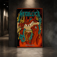 Metallica M72 World Tour May 25 2025 Lincoln Financial Field Philadelphia Pennsylvania United States poster canvas featuring a monstrous fanged creature with red hands, blue-green tentacles, dripping slime and Philadelphia event text.