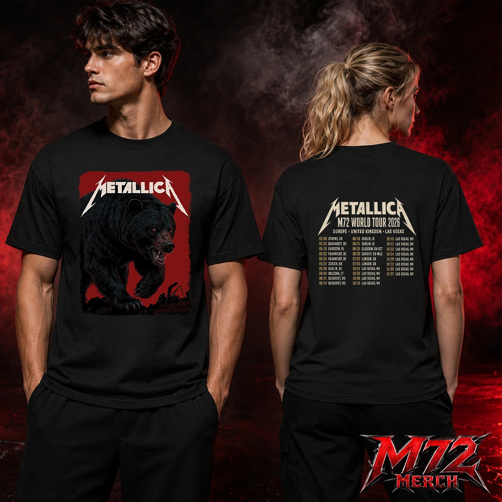 Metallica M72 World Tour May 30 2026 At Olympiastadion Berlin Germany Black Bear Artwork By Janta-Island 2 Side T-Shirt