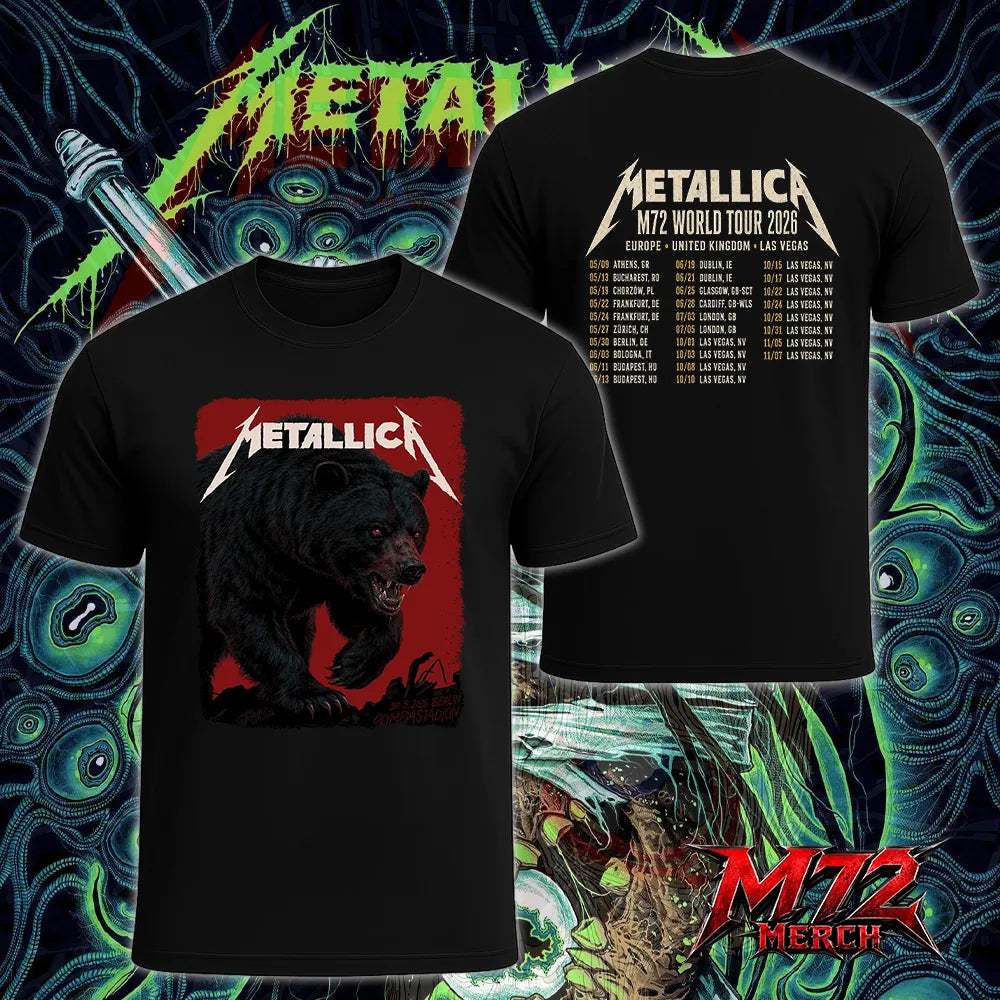 Metallica M72 World Tour May 30 2026 At Olympiastadion Berlin Germany Black Bear Artwork By Janta-Island 2 Side T-Shirt
