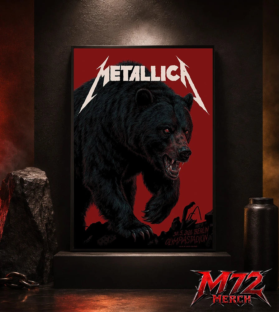 Metallica M72 World Tour May 30 2026 At Olympiastadion Berlin Germany Black Bear Artwork By Janta-Island Poster Canvas