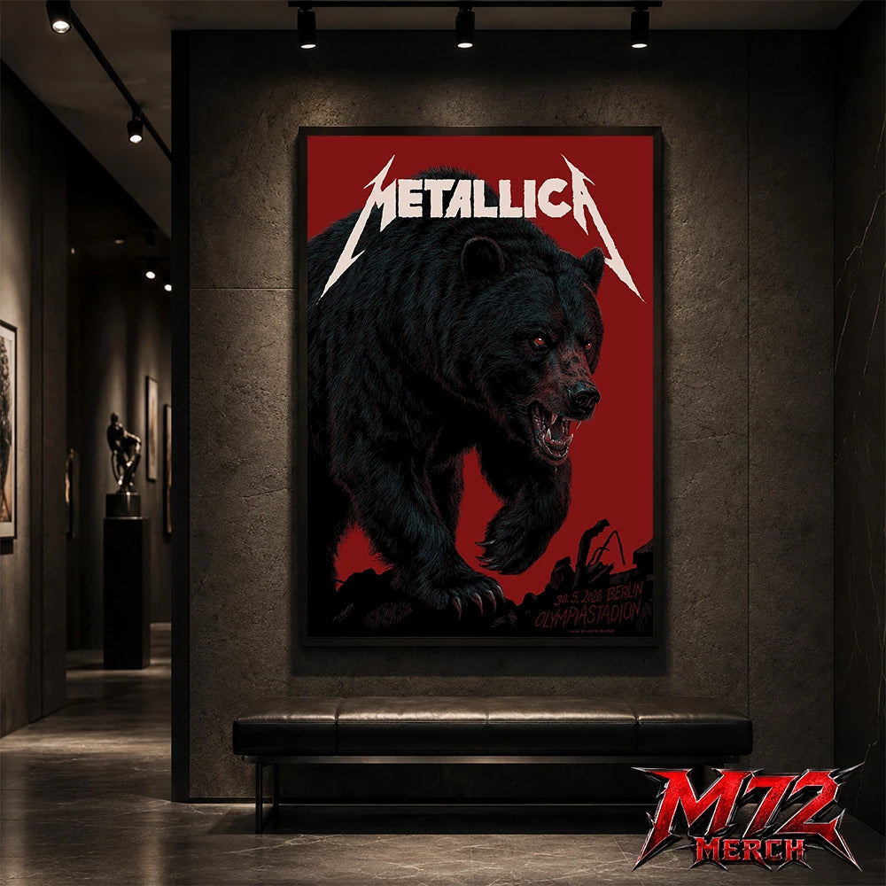 Metallica M72 World Tour May 30 2026 At Olympiastadion Berlin Germany Black Bear Artwork By Janta-Island Poster Canvas