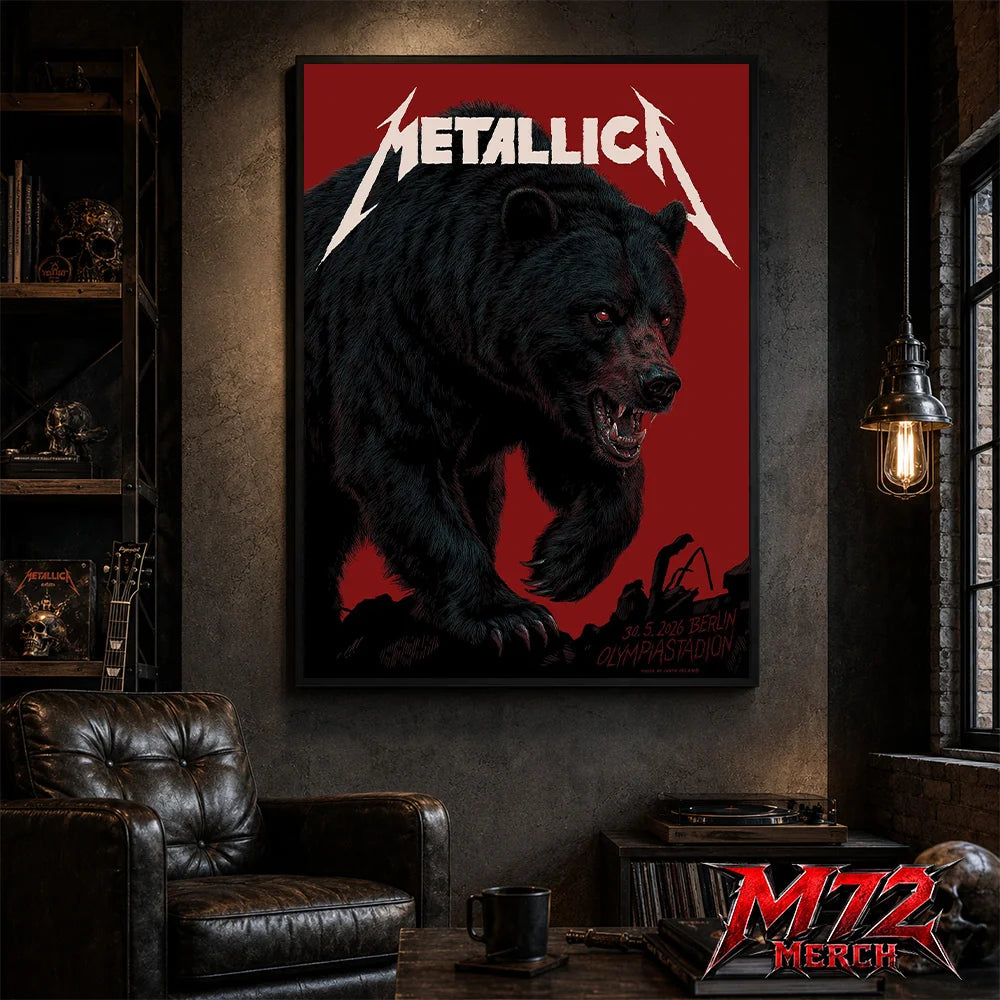 Metallica M72 World Tour May 30 2026 At Olympiastadion Berlin Germany Black Bear Artwork By Janta-Island Poster Canvas