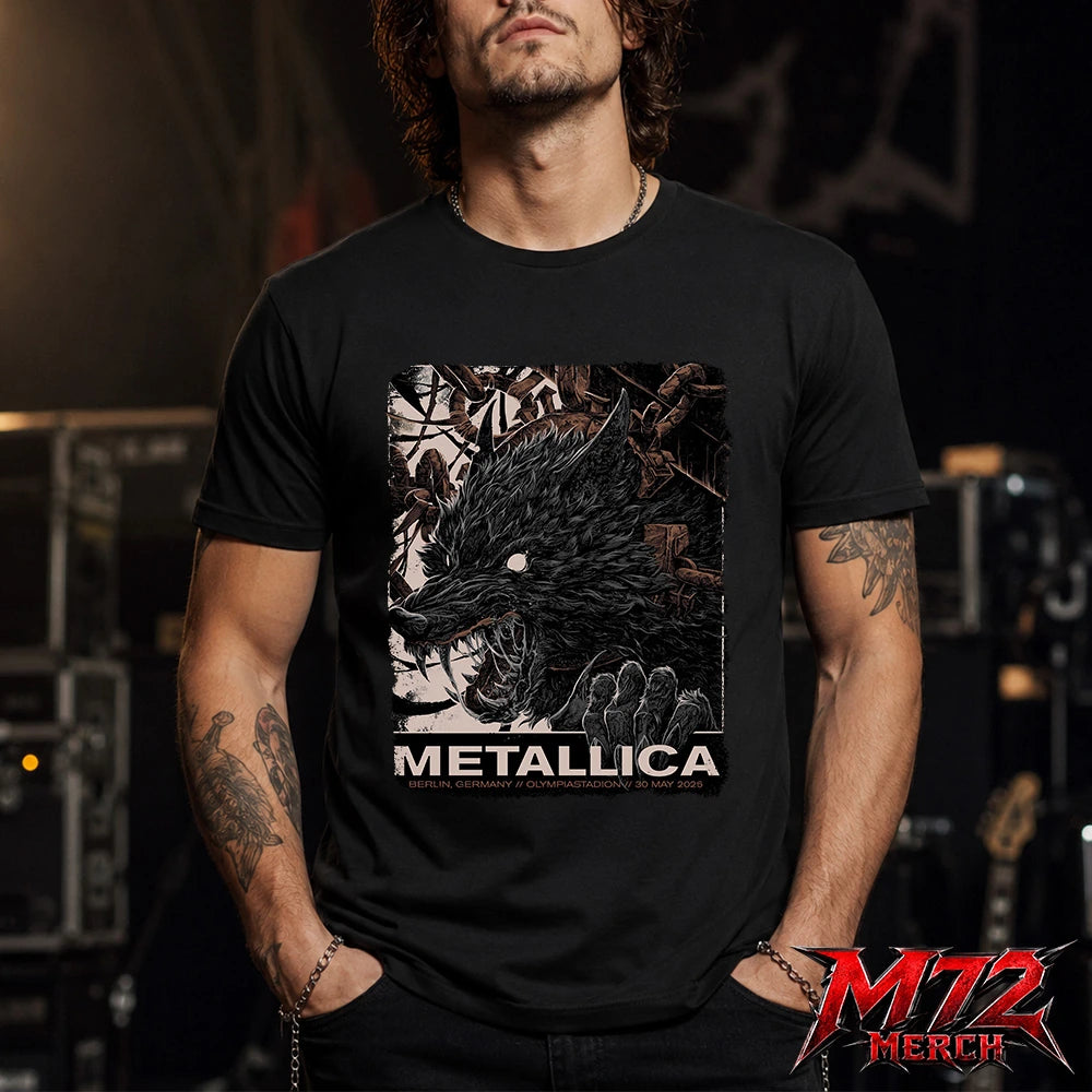 Metallica M72 World Tour May 30 2026 At Olympiastadion Berlin Germany Wolf Eclipse Artwork T-Shirt
