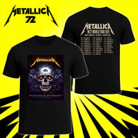 Metallica M72 World Tour May 31 2025 Bank of America Stadium Charlotte North Carolina United States 2 side T-shirt by N.C. Winters featuring a glowing skull with radiant third eye, golden eyes, mystical ornamental details and M72 tour back print.