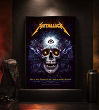 Metallica M72 World Tour May 31 2025 Bank of America Stadium Charlotte North Carolina United States poster canvas by N.C. Winters featuring a glowing skull with radiant third eye, golden eyes, mystical ornamental details and Charlotte event text.