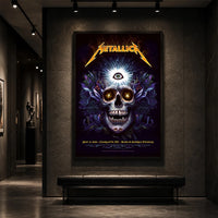 Metallica M72 World Tour May 31 2025 Bank of America Stadium Charlotte North Carolina United States poster canvas by N.C. Winters featuring a glowing skull with radiant third eye, golden eyes, mystical ornamental details and Charlotte event text.