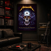 Metallica M72 World Tour May 31 2025 Bank of America Stadium Charlotte North Carolina United States poster canvas by N.C. Winters featuring a glowing skull with radiant third eye, golden eyes, mystical ornamental details and Charlotte event text.