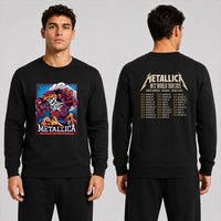 Metallica M72 World Tour May 7 2025 Lane Stadium Blacksburg Virginia United States 2 side T-shirt by Moe Dime featuring a charging bird mascot creature with a skeleton chest, sharp talons, stadium backdrop and M72 tour back print.