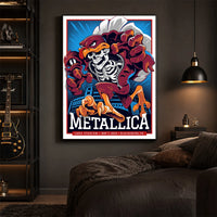 Metallica M72 World Tour May 7 2025 Lane Stadium Blacksburg Virginia United States poster canvas by Moe Dime featuring a charging bird mascot creature with a skeleton chest, sharp talons, stadium backdrop and Blacksburg event text.