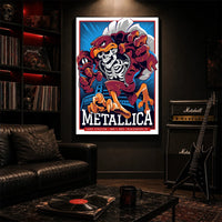 Metallica M72 World Tour May 7 2025 Lane Stadium Blacksburg Virginia United States poster canvas by Moe Dime featuring a charging bird mascot creature with a skeleton chest, sharp talons, stadium backdrop and Blacksburg event text.