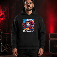 Metallica M72 World Tour May 7 2025 Lane Stadium Blacksburg Virginia United States T-shirt by Moe Dime featuring a charging bird mascot creature with a skeleton chest, sharp talons, stadium backdrop and Blacksburg event text.