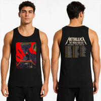 Metallica M72 World Tour May 9 2025 Historic Crew Stadium Columbus Ohio United States 2 side T-shirt by Vance Kelly featuring a crowned skeleton, black raven, arrows, thorny roots, gold medallion and M72 tour back print.