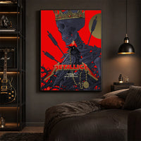Metallica M72 World Tour May 9 2025 Historic Crew Stadium Columbus Ohio United States poster canvas by Vance Kelly featuring a crowned skeleton, black raven, arrows, thorny roots and Columbus event text.