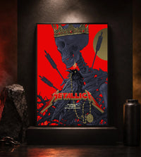 Metallica M72 World Tour May 9 2025 Historic Crew Stadium Columbus Ohio United States poster canvas by Vance Kelly featuring a crowned skeleton, black raven, arrows, thorny roots and Columbus event text.