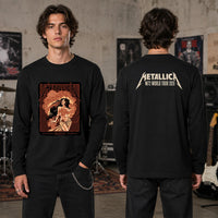 Metallica M72 World Tour November 12 2025 Suncorp Stadium Brisbane Australia 2 side T-shirt by Teniele Sadd featuring a gothic female figure, skeletal hand, ribcage detail, skull-like creature, ornate smoke forms and M72 tour back print.