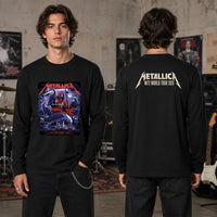 Metallica M72 World Tour November 15 2025 Accor Stadium Sydney Australia 2 side T-shirt by Blair Sayer featuring a hooded skeletal reaper, birds of prey, full moon, lightning, twisted trees and Sydney event text.