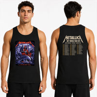 Metallica M72 World Tour November 15 2025 Accor Stadium Sydney Australia 2 side T-shirt by Blair Sayer featuring a hooded skeletal reaper, birds of prey, full moon, lightning, twisted trees and Sydney event text.