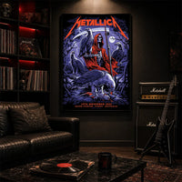 Metallica M72 World Tour November 15 2025 Accor Stadium Sydney Australia poster canvas by Blair Sayer featuring a hooded skeletal reaper, birds of prey, full moon, lightning, twisted trees and Sydney event text.