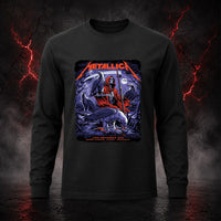 Metallica M72 World Tour November 15 2025 Accor Stadium Sydney Australia T-shirt by Blair Sayer featuring a hooded skeletal reaper, birds of prey, full moon, lightning, twisted trees and Sydney event text.
