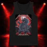 Metallica M72 World Tour November 19 2025 Eden Park Auckland New Zealand Tank top by Mr. Wolf featuring a taniwha raven creature, full moon, red storm clouds, lightning, mountains and Auckland event text.