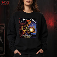 Metallica M72 World Tour October 15 2026 Sphere Las Vegas United States Sweatshirt featuring a skeletal reaper holding a flaming crystal orb for Life Burns Faster Day 1 Week 3.